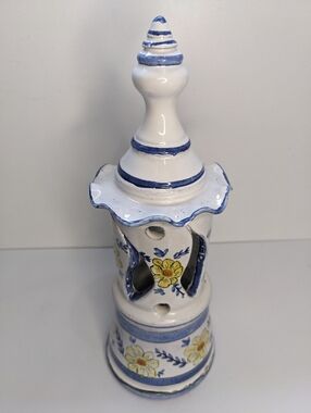 Portuguese Hand Painted Faience Lantern St Andre Citrinda 10 Inch Vintage 1988